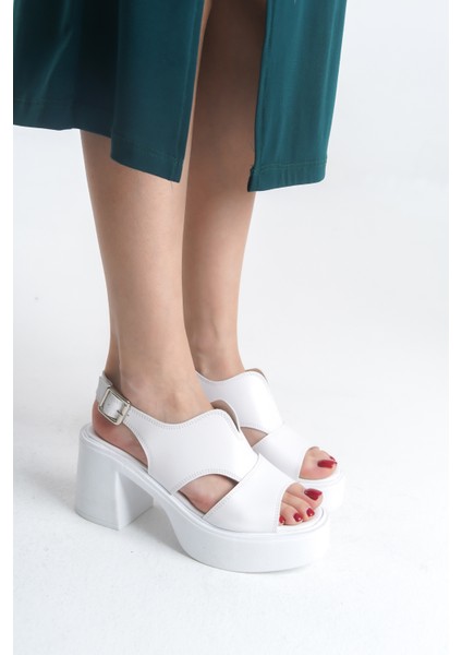 Yüksek Yandan Tokalı Üstü Kapalı Önü Açık Cilt Yazlık Kadın Dolgu Taban Sandalet Ayakkabı indirimleri