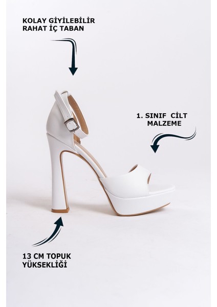 Beyaz Cilt Kadın Sade Bilekten Tokalı Abiye Orta Kalın Yüksek Klasik Topuklu Ayakkabı fiyatları