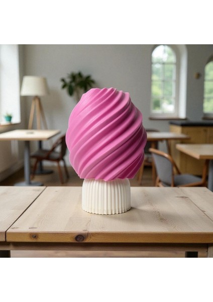 Pembe Beyaz Modern Masa Abajuru - Şık Dekoratif Gece Lambası | Sıcak Işık fırsatları