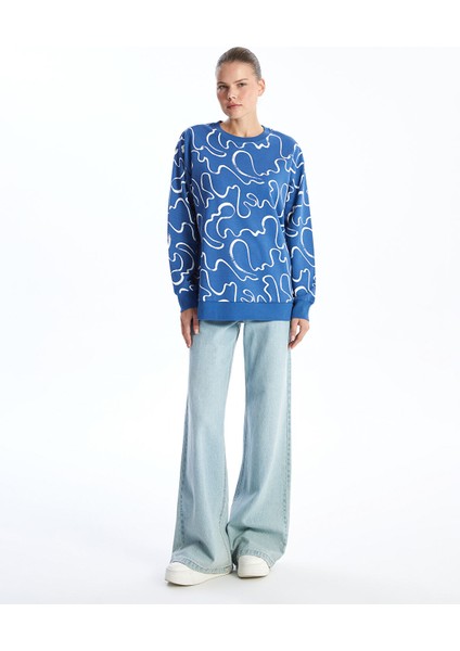 Yeni Sezon Bisiklet Yaka Desenli Kadın Sweatshirt fiyatları