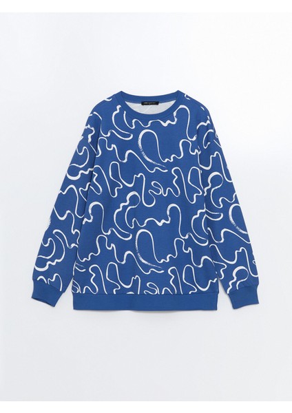 Yeni Sezon Bisiklet Yaka Desenli Kadın Sweatshirt indirimleri