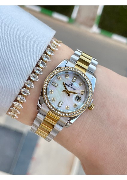 Taşlı Mini Kasa Kadın Kol Saati ve Bileklik
