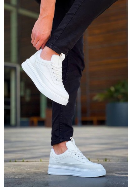 Lvsqvr KB-006 Kuback Beyaz Cilt Yüksek Taban Bağcıklı Günlük Erkek Ayakkabı (Numara: 43) fiyatları