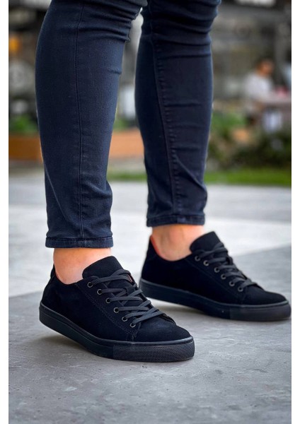 Lvsqvr KB-122 Kuback Siyah Süet Siyah Yüksek Taban Bağcıklı Günlük Erkek Ayakkabı (Numara: 42)