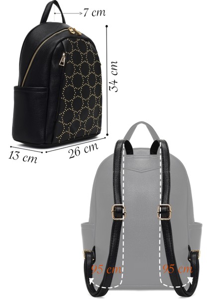 Kadın Siyah Desenli Sırt Çantası 25ABD265418 fiyatları