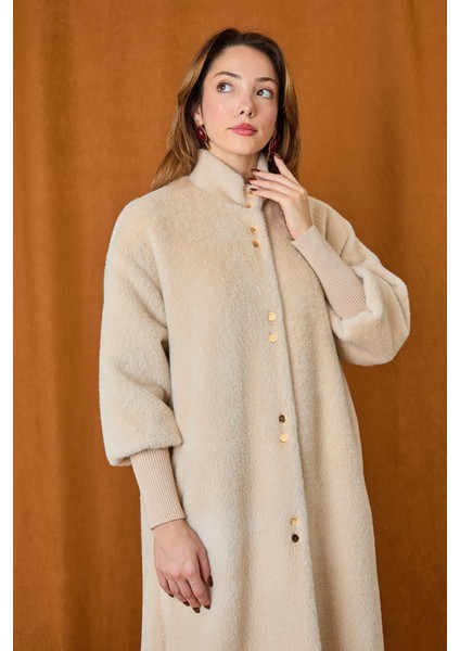 Kadın Çift Sıra Çıtçıtlı Kolları Kaşkorseli Kaban 15230