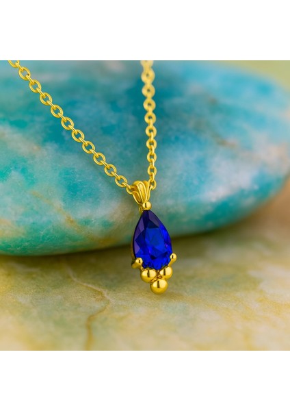 14 Ayar Altın Minik Safir Kolye