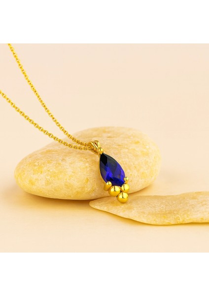 14 Ayar Altın Minik Safir Kolye modelleri