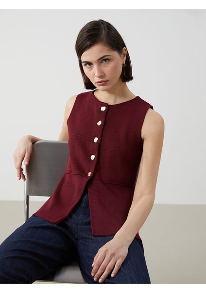 Yeni Sezon Bisiklet Yaka Kadın Triko Yelek