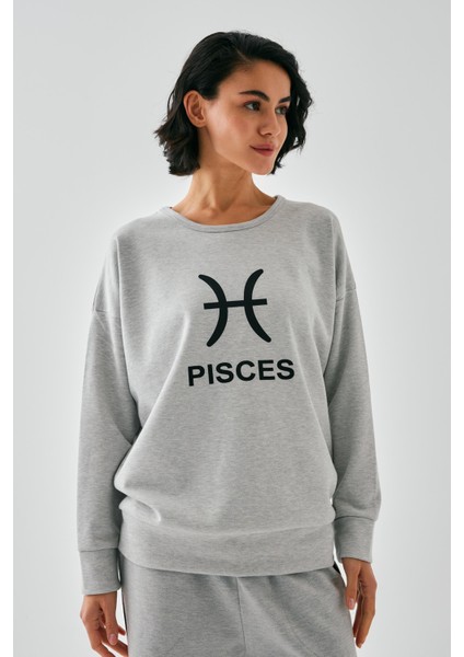 Kadın Gri Balık Burcu Oversize 2 Iplik Eşofman Ev Giyim Takımı fırsatları