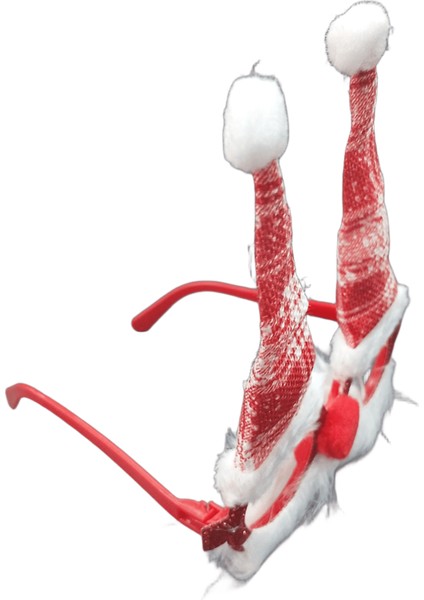 Yılbaşı Gözlüğü Noel Baba Şekilli Kırmızı Beyaz Renkli Sevimli Peluş Unisex Yeni Yıl Gözlük modelleri