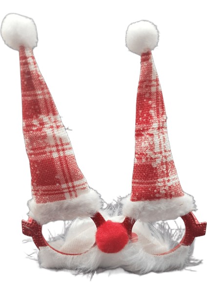 Yılbaşı Gözlüğü Noel Baba Şekilli Kırmızı Beyaz Renkli Sevimli Peluş Unisex Yeni Yıl Gözlük fırsatları