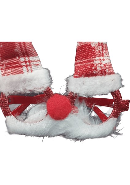 Yılbaşı Gözlüğü Noel Baba Şekilli Kırmızı Beyaz Renkli Sevimli Peluş Unisex Yeni Yıl Gözlük