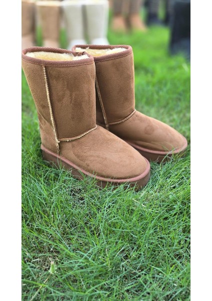 Kadın Lüx Süet Içi Kürklü Kışlık Kalın Taban Konforlu Bot