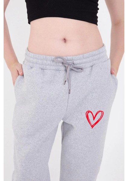 Oversize Boru Paça Baskılı Eşofman Pantolon - Gri fırsatları