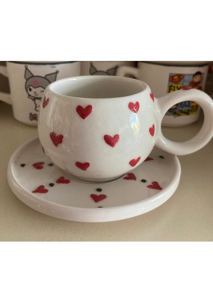 rgs homelife tasarım harikası - 2 kişilik seramik kupa kalpli kır çiçekli papatyalı hediyelik çay kahve fincanı fiyatları