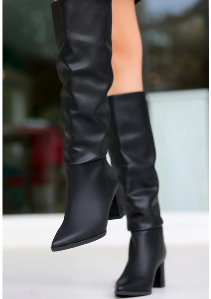 Lvsqvr Roksa Siyah Cilt Topuklu Çizme (Numara: 39) modelleri