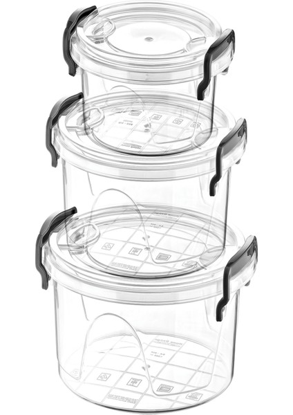 Bonny Box Saklama Kabi Yuvarlak 3 Lu Set Şeffaf