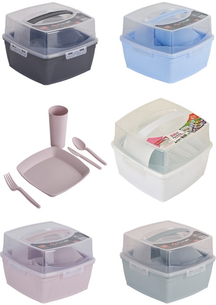 Piknik Seti (Tabak+Bardak+Catal/kasik/bicak) Karışık Renkli
