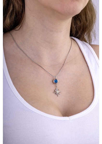 Göz Motifli Kutup Yıldızı Çelik Kadın Kolye fiyatları