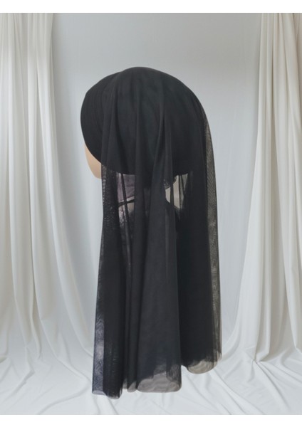 Siyah Duvaklı Aksesuarlı Hazır Türban Hazır Şal Abiye Şal fiyatları