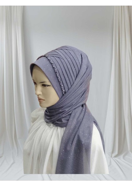 Koyu Gri Işlemeli Hazır Türban Hazır Şal Hazır Duvak modelleri