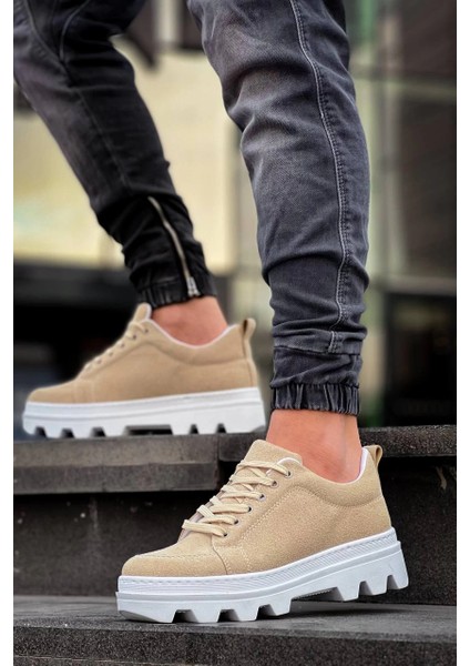 Lvsqvr KB-056 Kuback Bej Süet Beyaz Yüksek Taban Günlük Spor Ayakkabı (Numara: 40) fiyatları