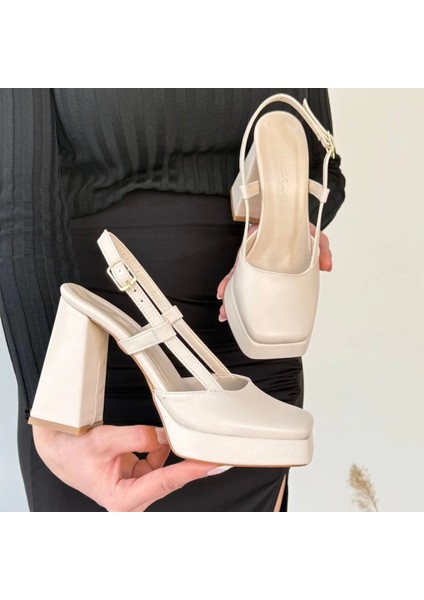 Lvsqvr Mety Bej Cilt Topuklu Ayakkabı (Numara: 40) indirimleri