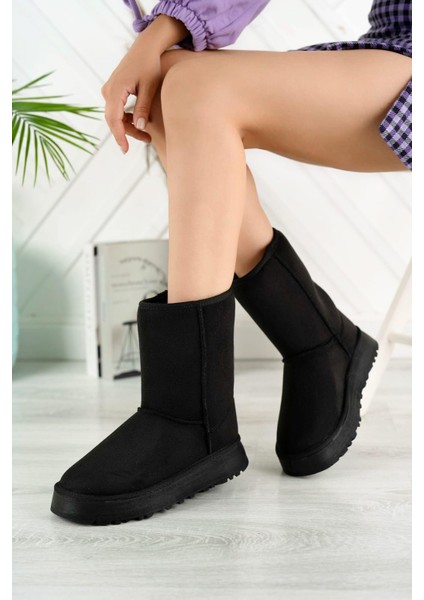 Kadın Lüx Süet Içi Kürklü Kışlık Kalın Taban Konforlu Bot
