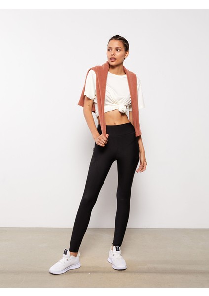 Yeni Sezon Kadın Beli Lastikli Düz Tayt
