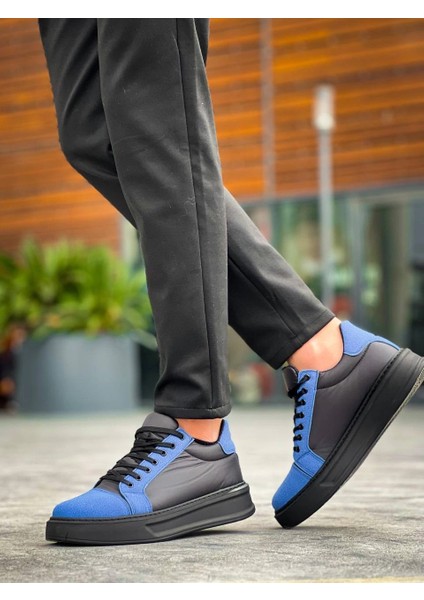 Lvsqvr KB-X46 Kuback Siyah Sax Mavi Yüksek Siyah Taban Günlük Spor Ayakkabı (Numara: 40) fırsatları
