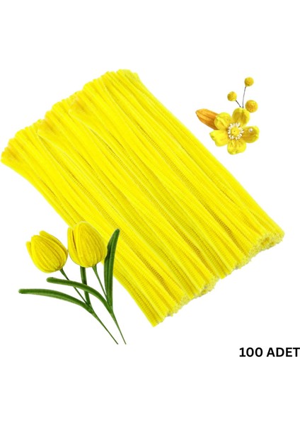 Şönil Tel, El Işi, Dıy, Hobi ve Çiçek Yapım Teli, Sarı, 100 Adet, 6 mm - 30 cm fiyatları