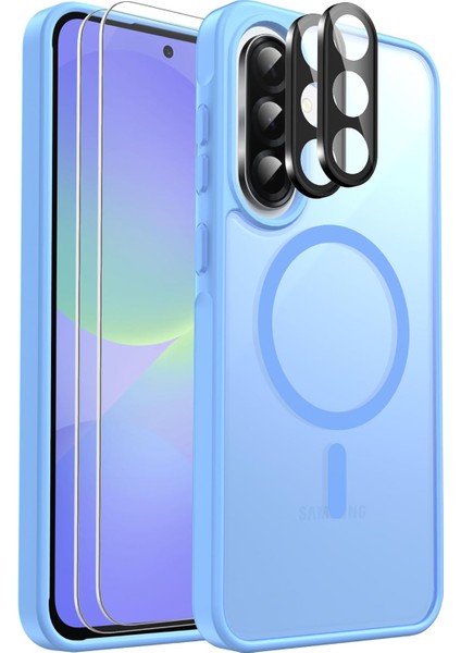 Samsung Galaxy A56 Uyumlu Kamera Lens+Ekran Koruyucu Magsafe Şarj Destekli Iz Tutmaz Mat Kapak