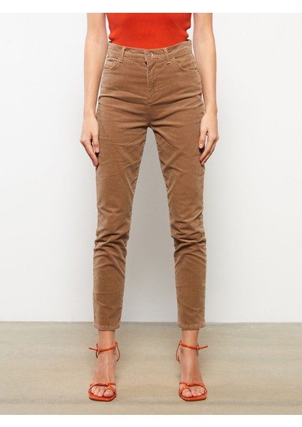 Yeni Sezon Normal Bel Dar Fit Düz Kadife Kadın Pantolon modelleri