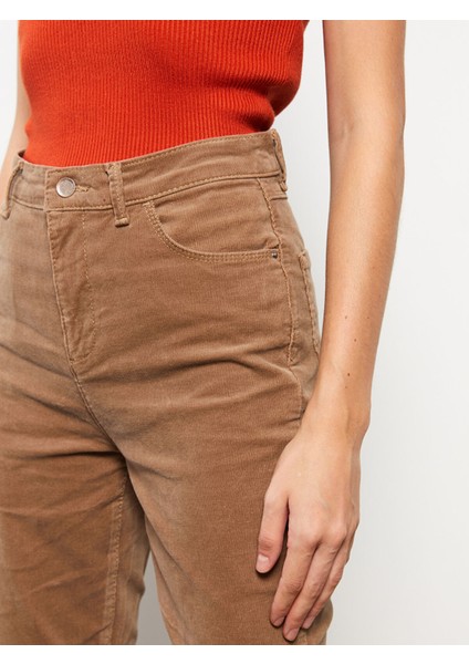 Yeni Sezon Normal Bel Dar Fit Düz Kadife Kadın Pantolon fırsatları