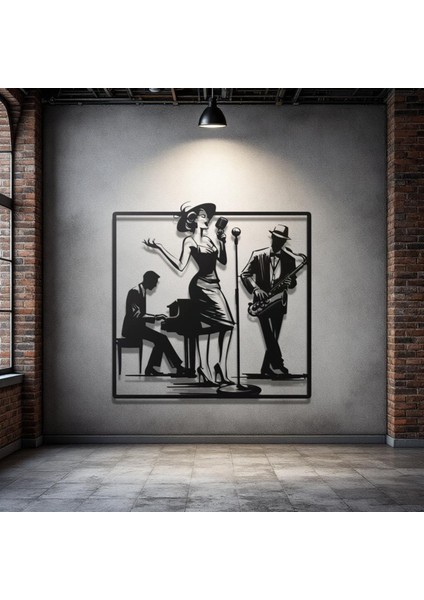 Metal Duvar Dekoru – Caz Müzik Grubu Tasarımı Modern Minimalist Ev Ofis Salon Duvar Aksesuarı