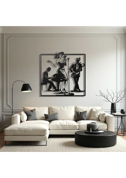 Metal Duvar Dekoru – Caz Müzik Grubu Tasarımı Modern Minimalist Ev Ofis Salon Duvar Aksesuarı