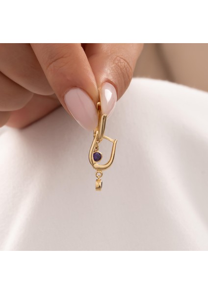 Sallantılı Mavi Renkli 14 Ayar Altın Küpe fiyatları