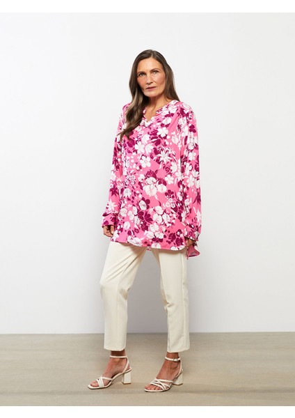 Yeni Sezon Kaçık Yaka Çiçekli Uzun Kollu Viskon Kadın Bluz fiyatları