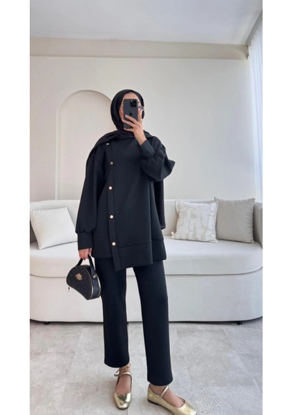 Kadın Pantolon İkili Scuba Takım M61205 - Siyah