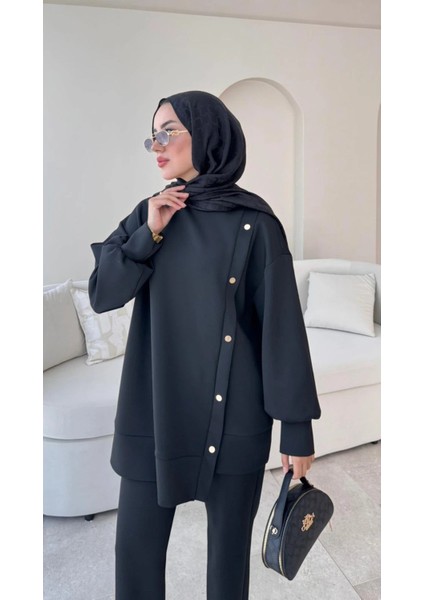 Kadın Pantolon İkili Scuba Takım M61205 - Siyah modelleri