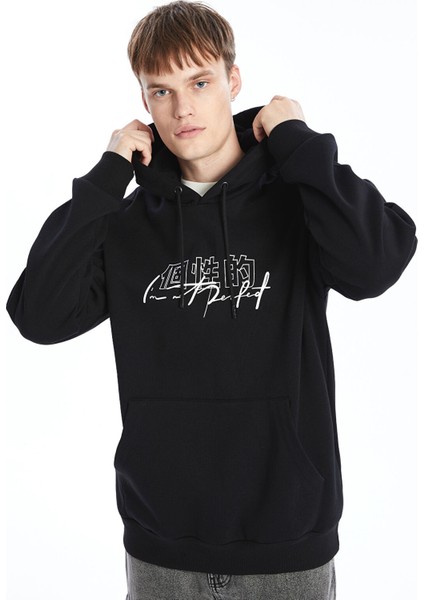 Yeni Sezon Uzun Kollu Baskılı Erkek Kalın Hoodie