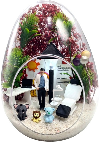 Premium Lüx Kişiselleşebilir Çocuk Diş Hekimi Pedodontist Teraryum Arkadaşa Sevgiliye Konsept Hediye