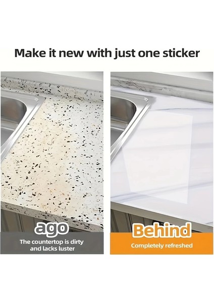 Mermer Desenli Mutfak Duvar Kağıdı Sticker - 5m x 60CM: Su ve Yağa Dayanıklı, Yüksek Sıcaklık Esnekliğine Sahip Tezgah, Dolap, Ocak Yenileme Folyosu T10