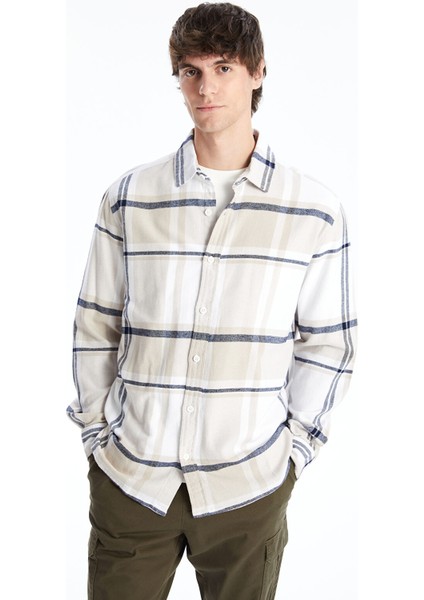 Yeni Sezon Regular Fit Uzun Kollu Ekose Gabardin Erkek Gömlek