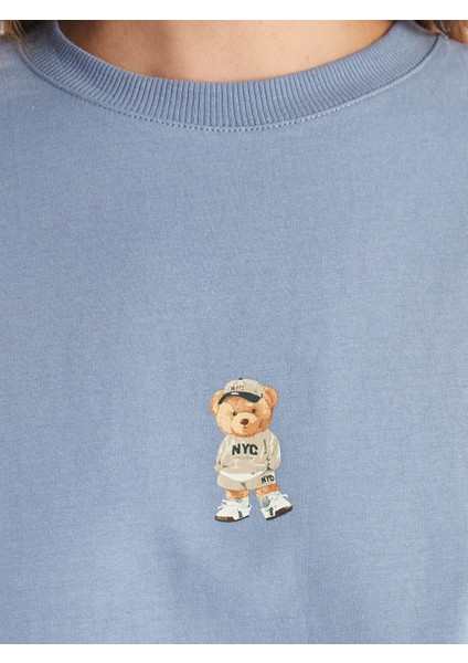 Yeni Sezon Bisiklet Yaka Baskılı Kadın Sweatshirt Tunik modelleri