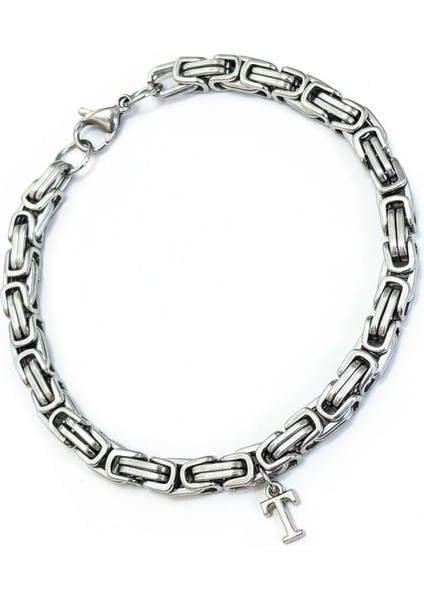 Kişiye Özel Sallantılı Harfli Kral Model Çelik Bileklik Sevgiliye Eşe Hediye ACB02H