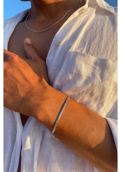 Kişiye Özel Harfli Yassı Yılan Zincir Çelik Bileklik Sevgiliye Eşe Hediye SCB25H modelleri