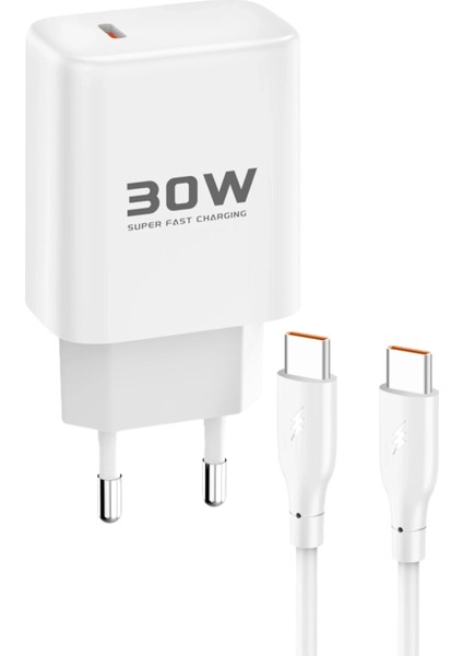 Lvsqvr Joko JK89 30W Type-C Çıkışlı Ekstra DC67 1m Type-C To Type-C Kablolu Pd Şarj Cihazı - Beyaz