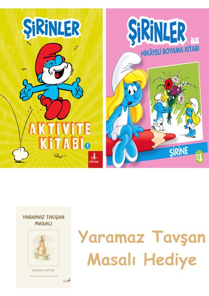 Şirinler - Aktivite Kitabı 1 + Şirinler ile Hikâyeli Boyama Kitabı - Şirine + Yaramaz Tavşan Masalı